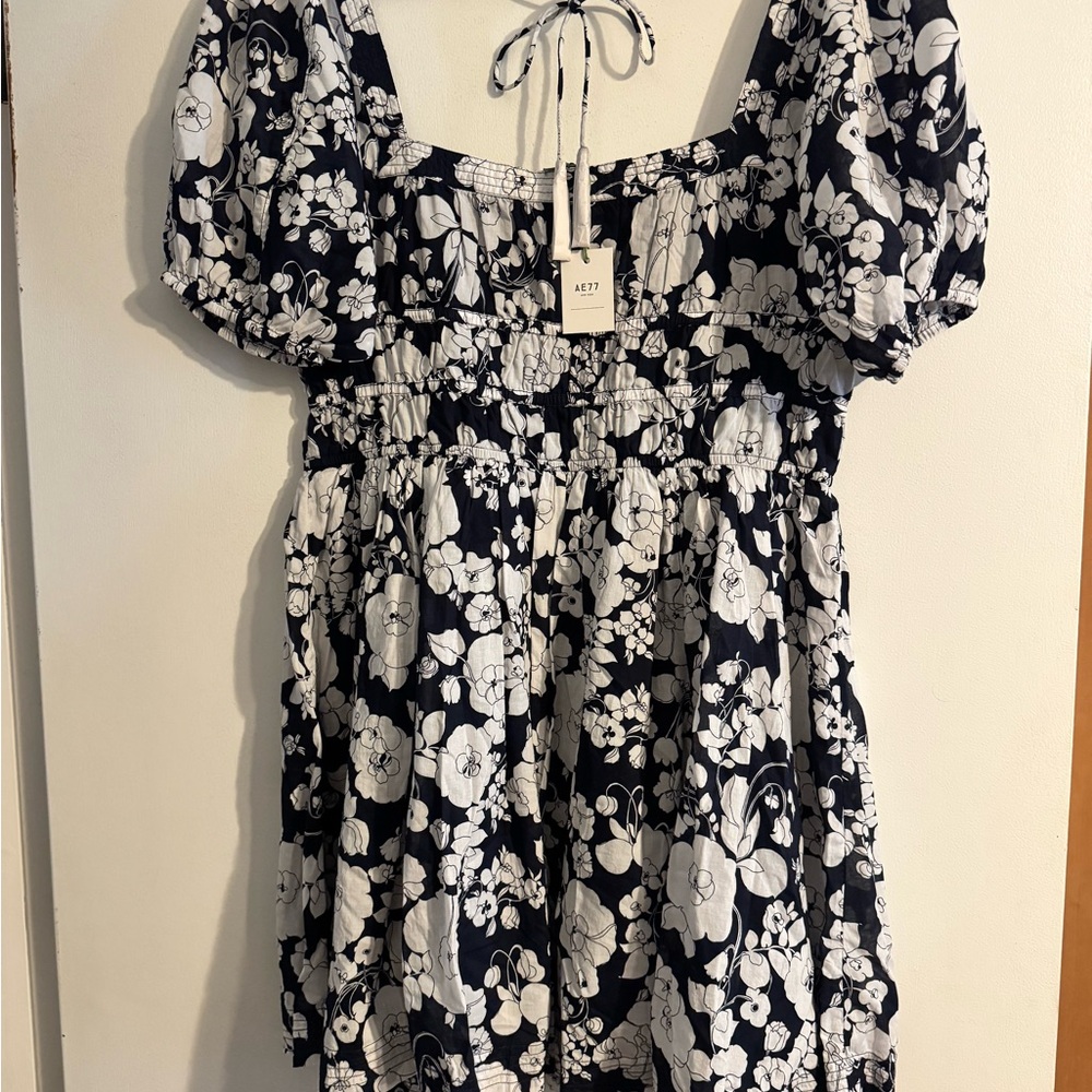 Floral Black and White Dress